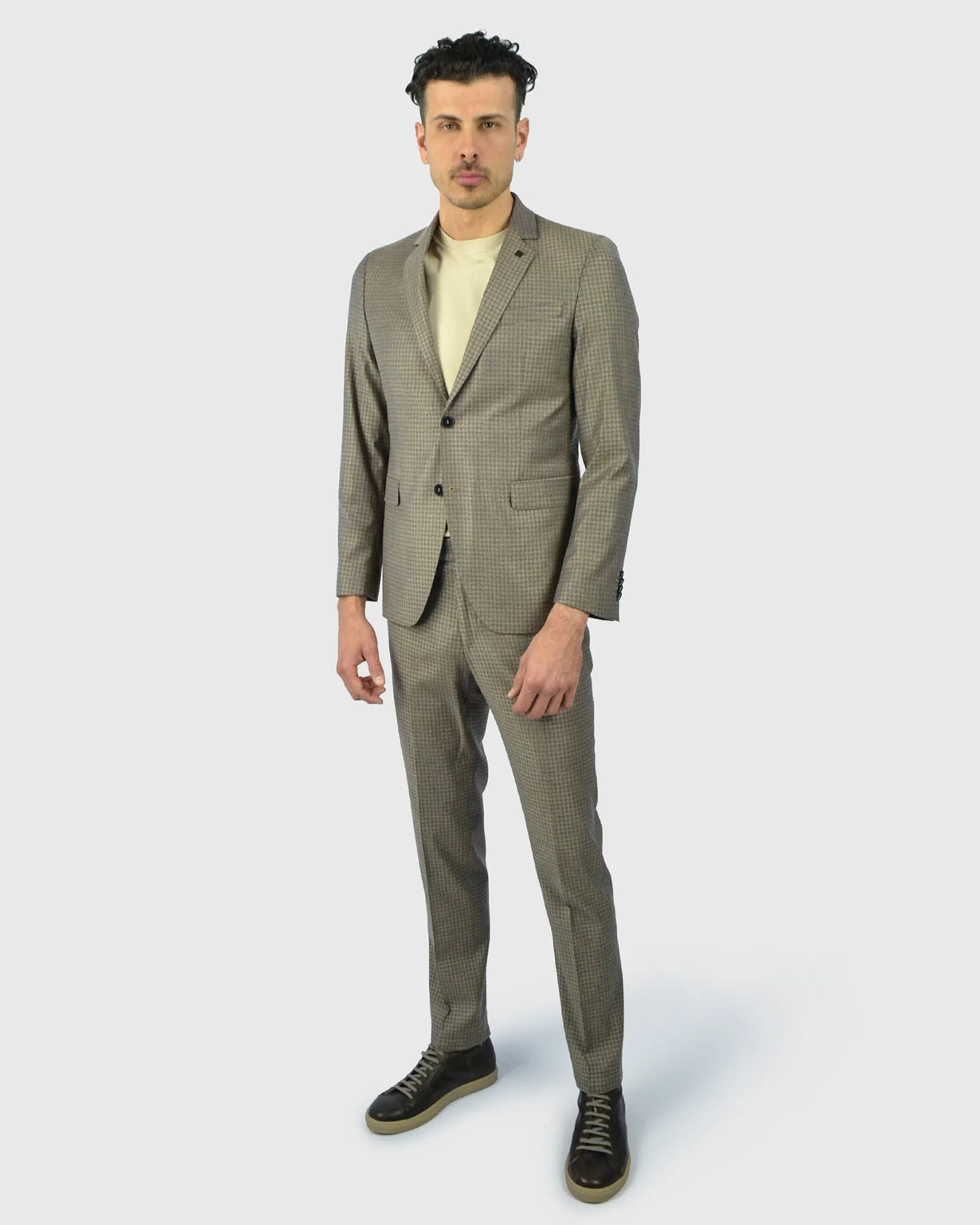 KARL LAGERFELD 105200 SAND HOUNDS-TOOTH SUIT