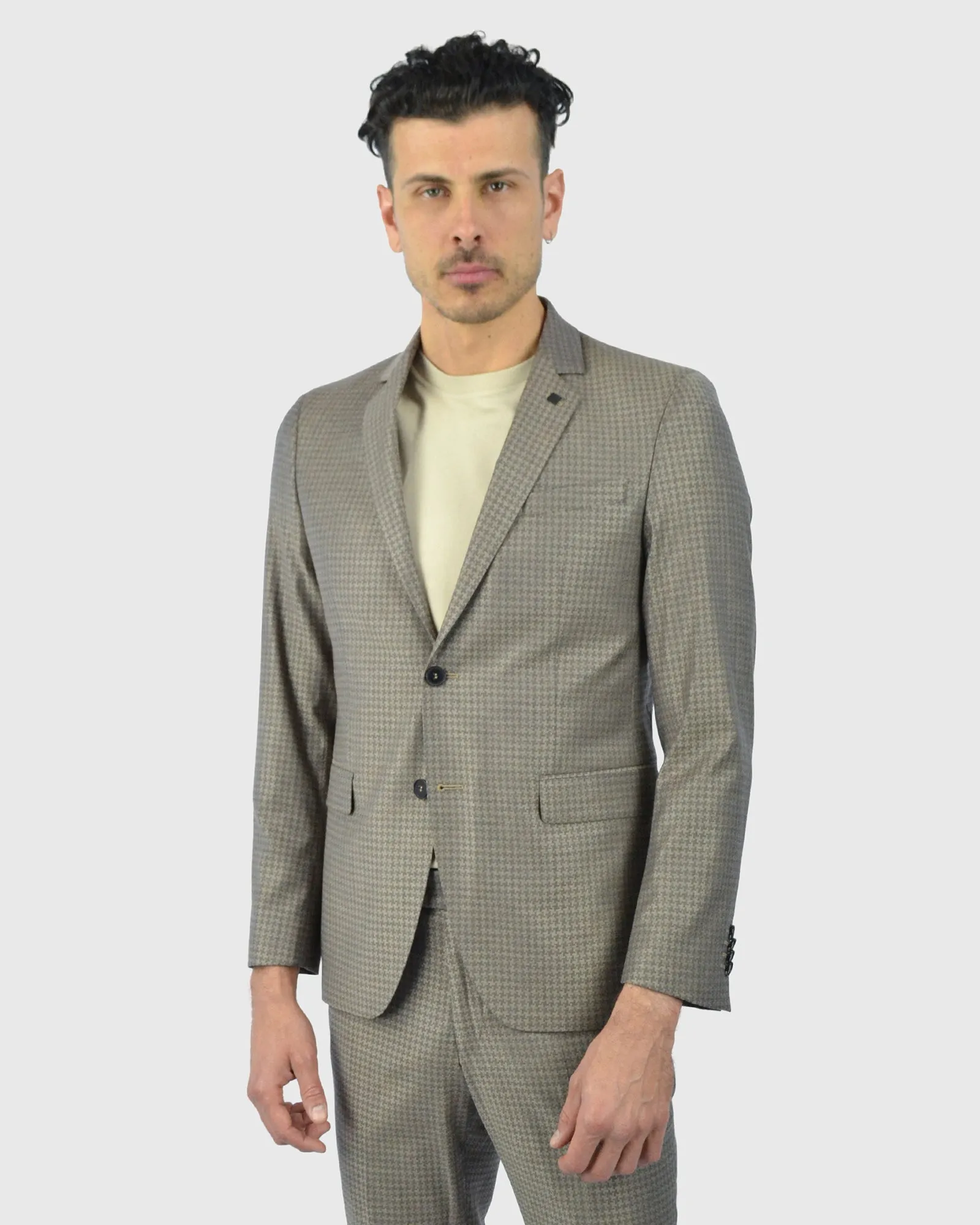 KARL LAGERFELD 105200 SAND HOUNDS-TOOTH SUIT