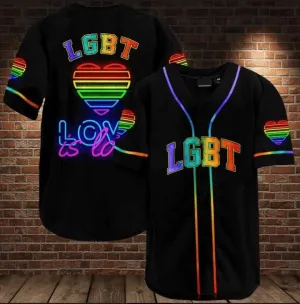 LGBT Pride love is love rainbow black Baseball Tee Jersey Shirt Printed 3D