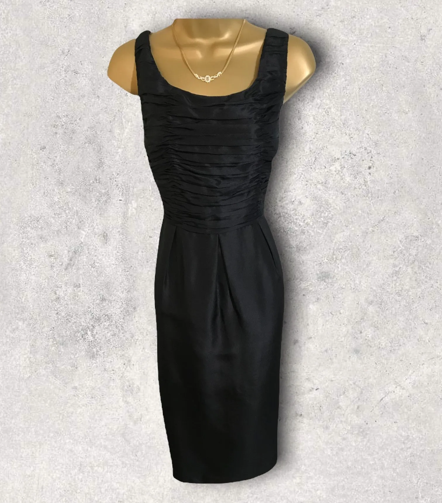 L.K. Bennett Black Silk Sindy Ruched Pencil Dress UK 10  US 6 EU 38