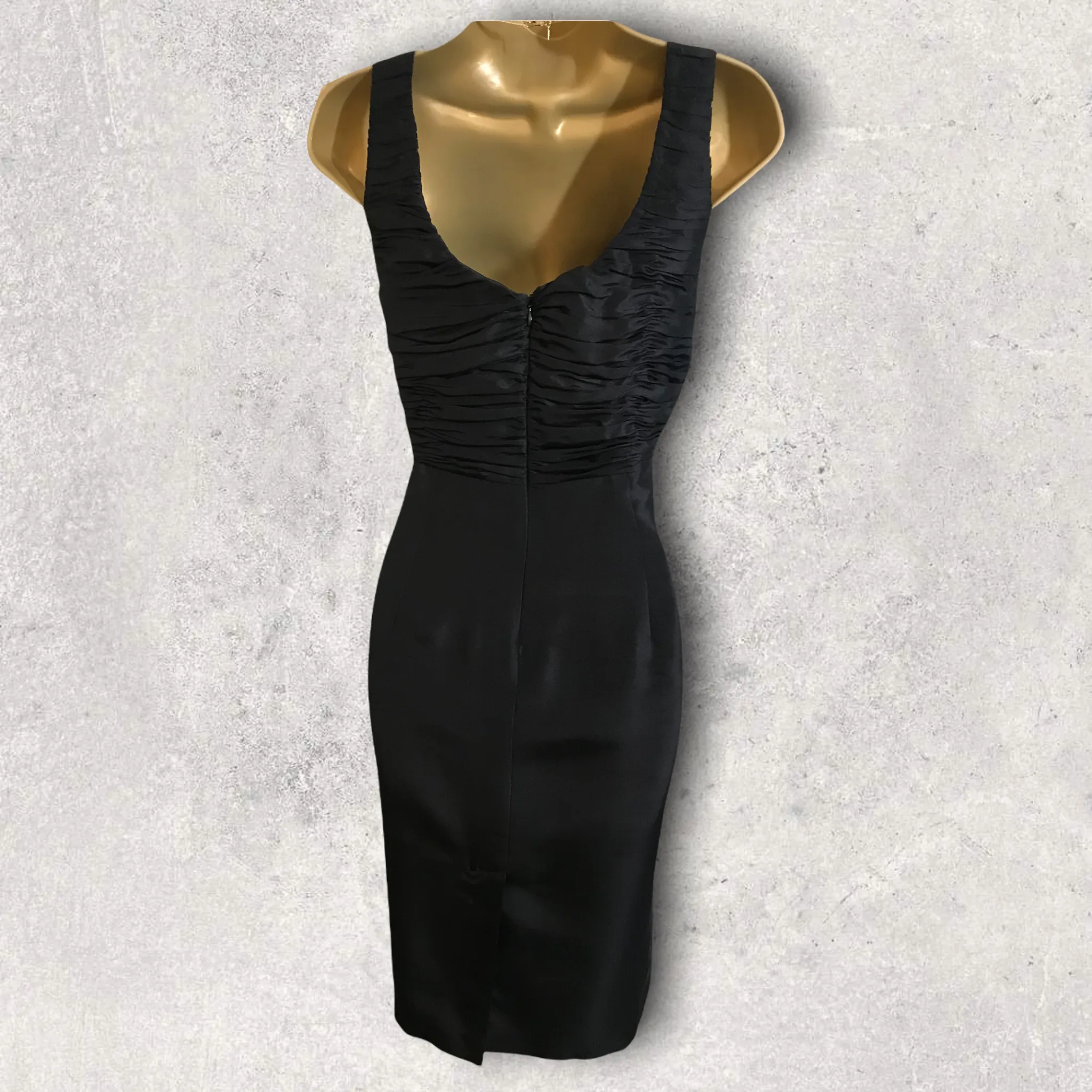 L.K. Bennett Black Silk Sindy Ruched Pencil Dress UK 10  US 6 EU 38