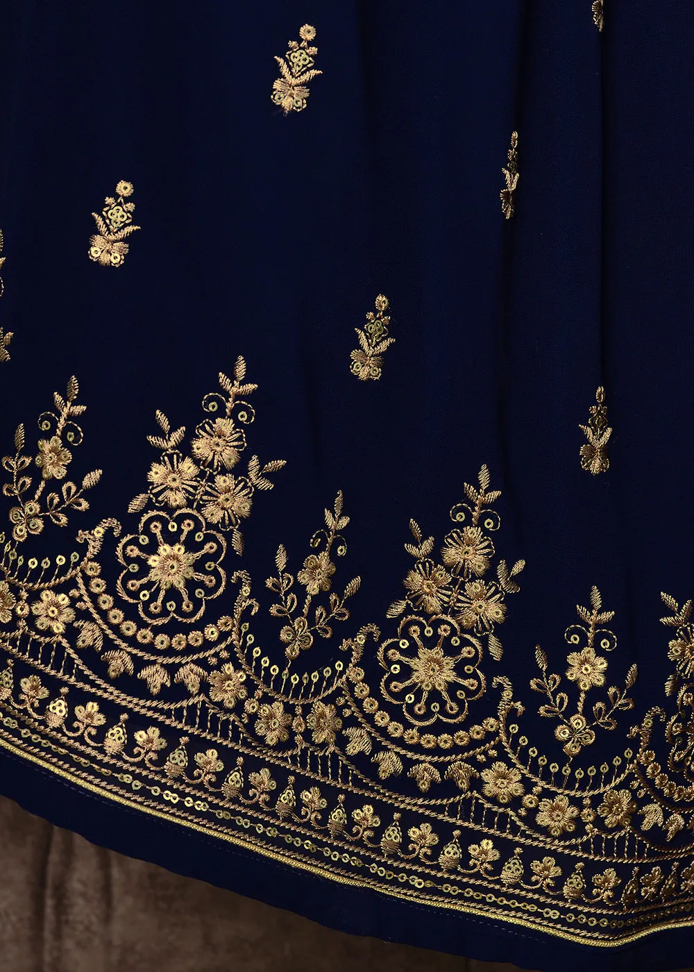 Lovely Blue Embroidered Georgette Pakistani Gharara Suit