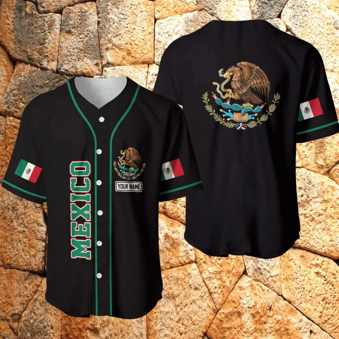 Made In Mexico Personalized Baseball Jersey, Custom Name Mexican Shirt