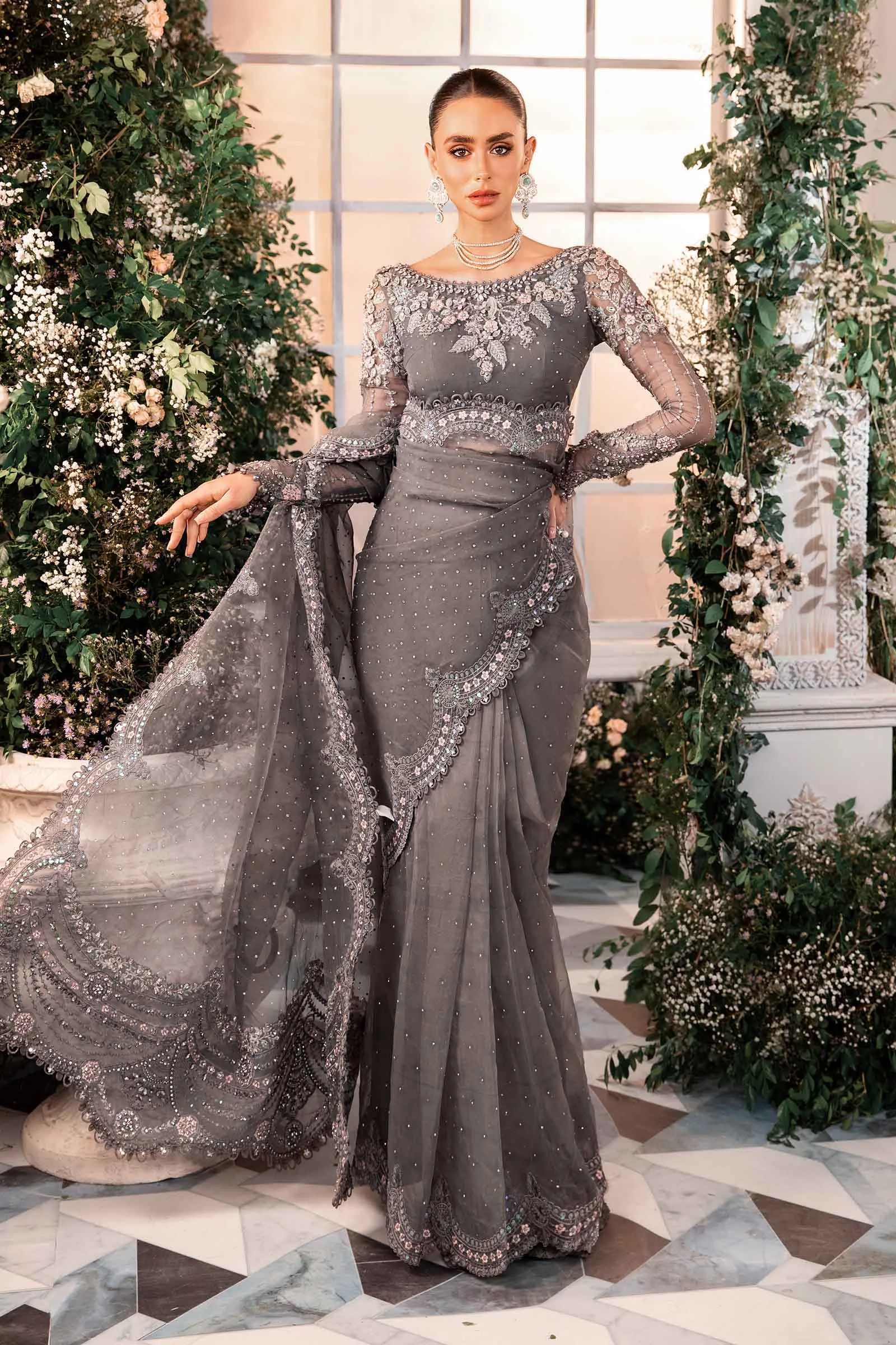 MARIA.B MBroidered Wedding Formals – Embroidered Organza Suit | BD-2902