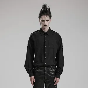 Men's Gothic Distressed Strappy Shirt