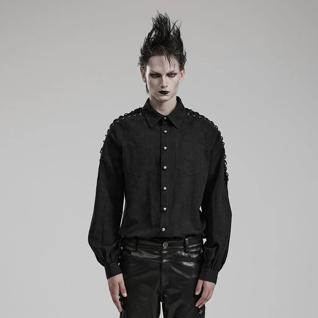 Men's Gothic Distressed Strappy Shirt