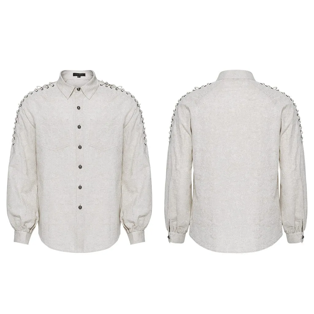 Men's Gothic Straps Puff Sleeved Shirt