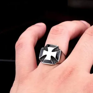 Men's Punk Contrast Color Cross Rings