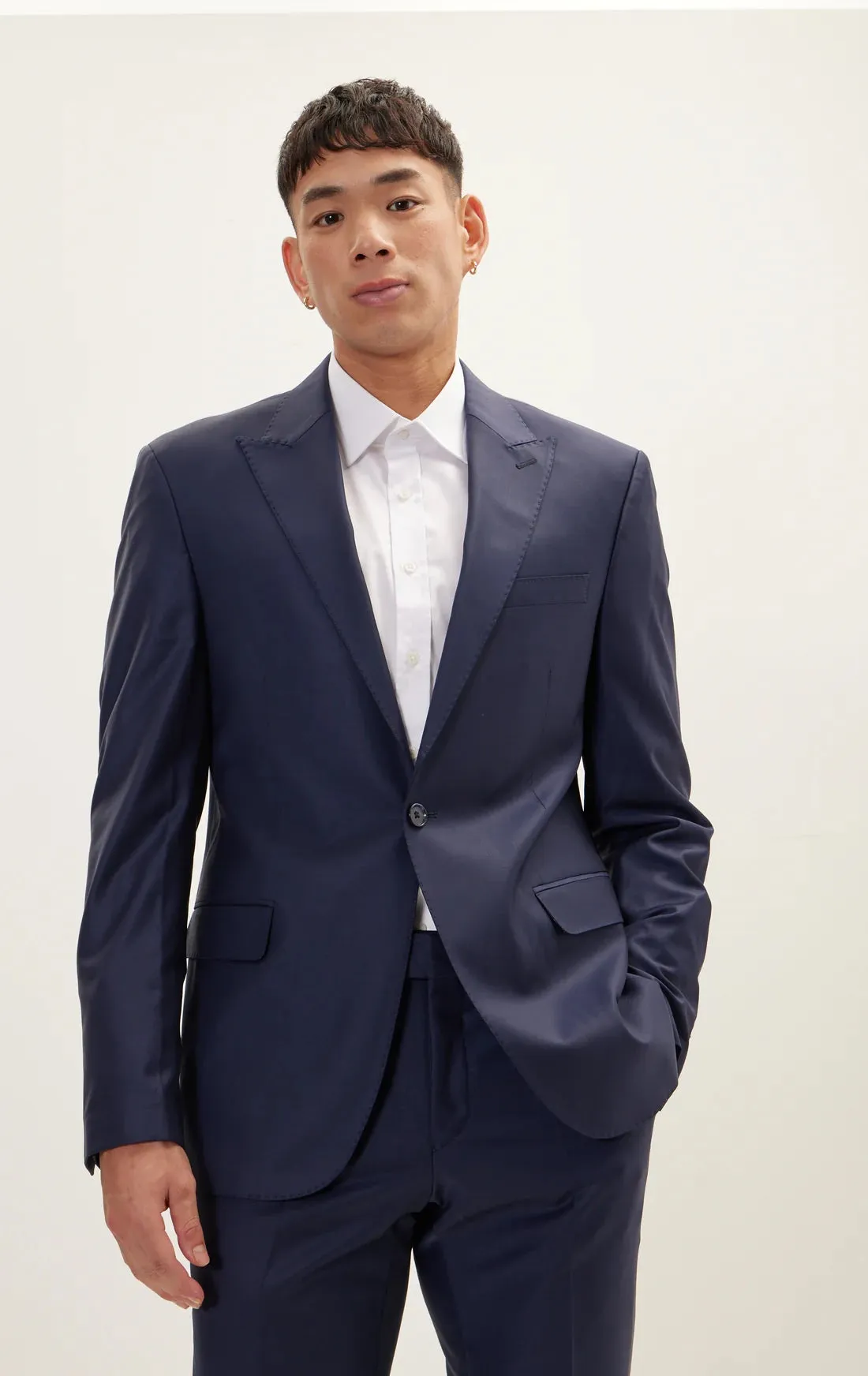 Merino Wool Peak Suit - Dark Navy