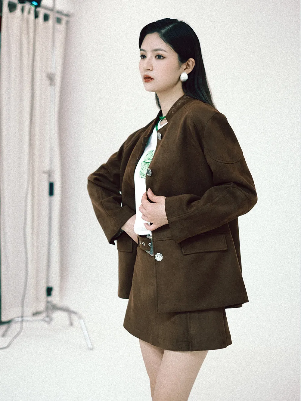 MUKZIN Linglong "Wandering Poet" Retro Suede Tang Suit Jacket