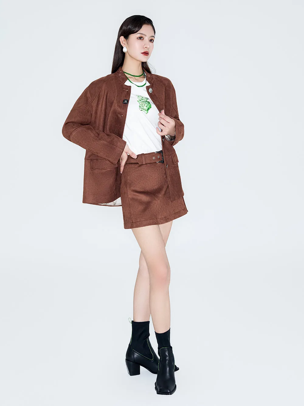 MUKZIN Linglong "Wandering Poet" Retro Suede Tang Suit Jacket