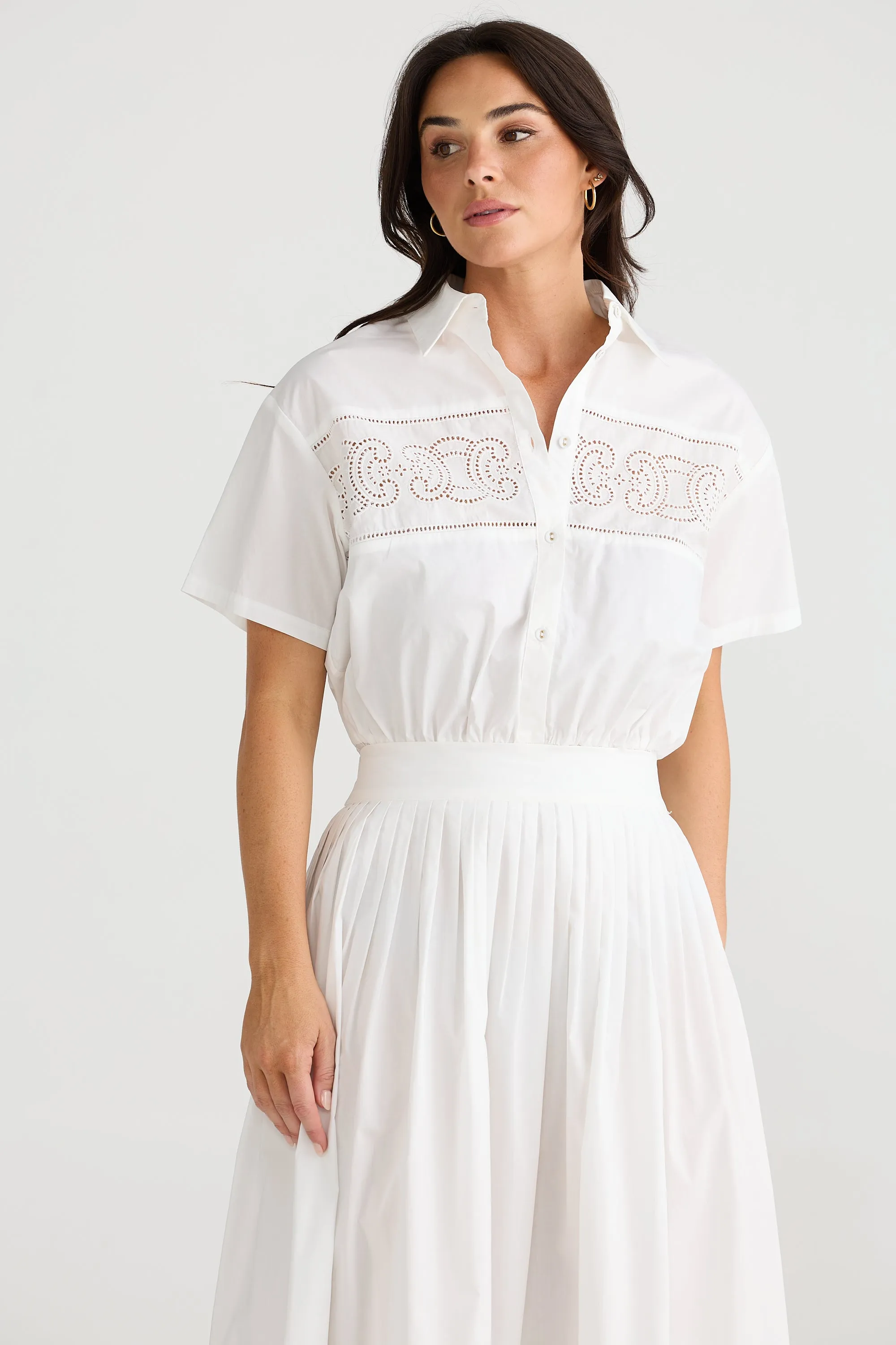 Paris Top Shirt - White Cotton