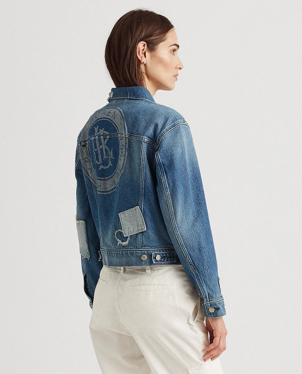 Patch Denim Jacket In Blue