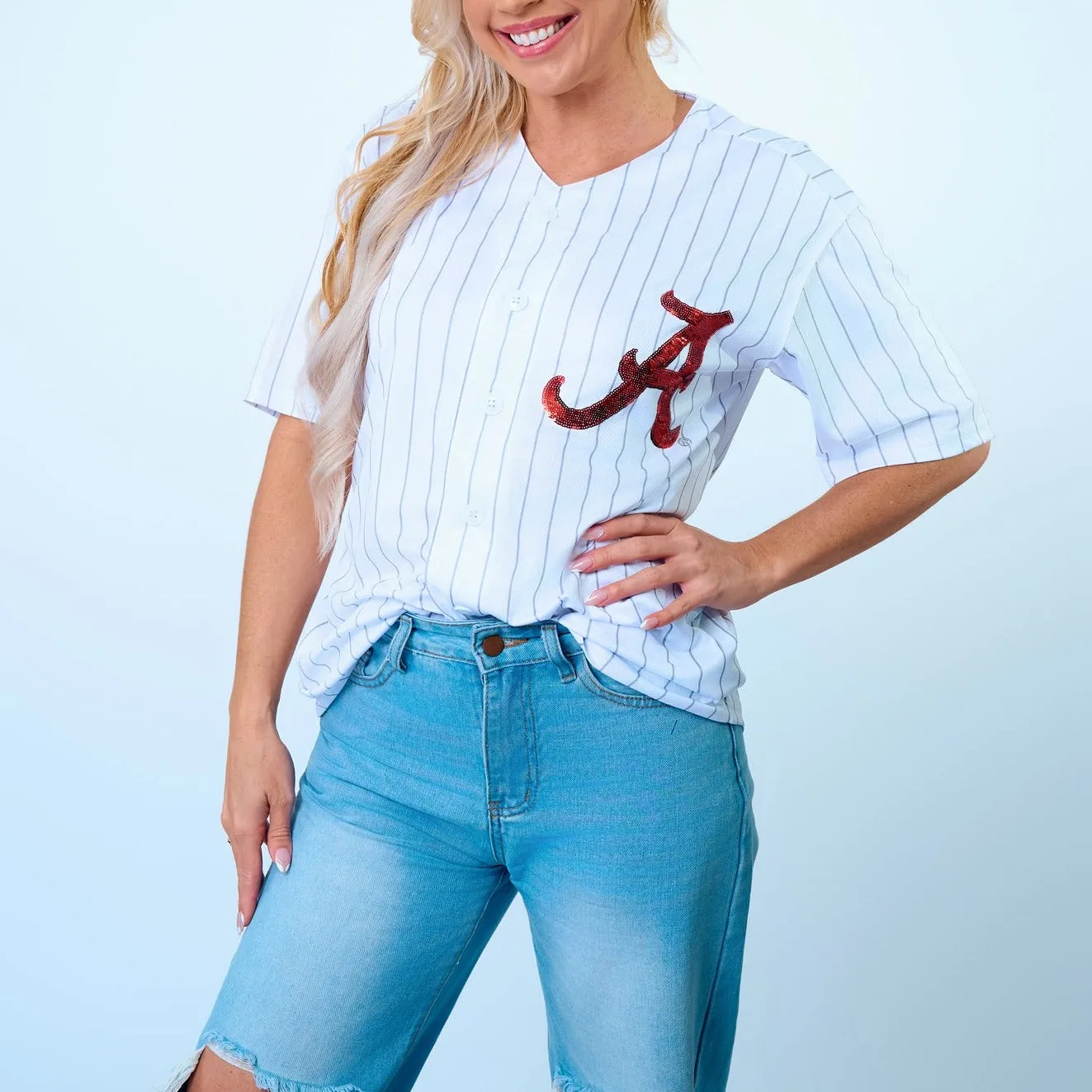 Pinstripe Alabama Baseball uniform