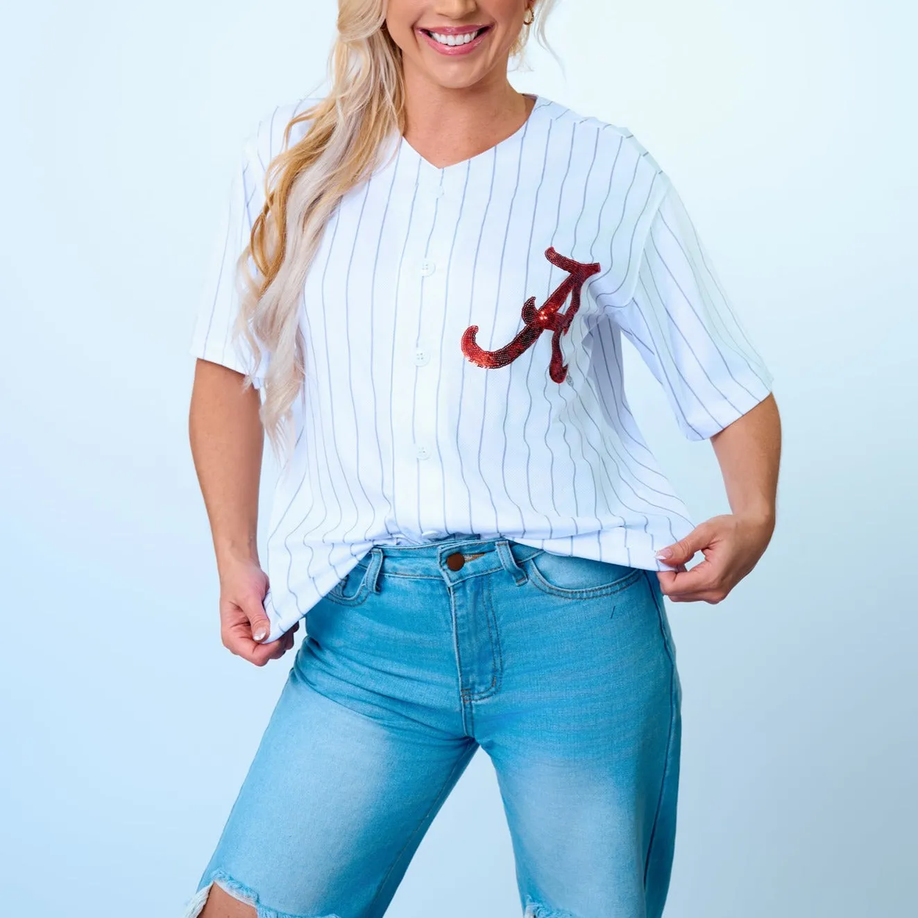 Pinstripe Alabama Baseball uniform