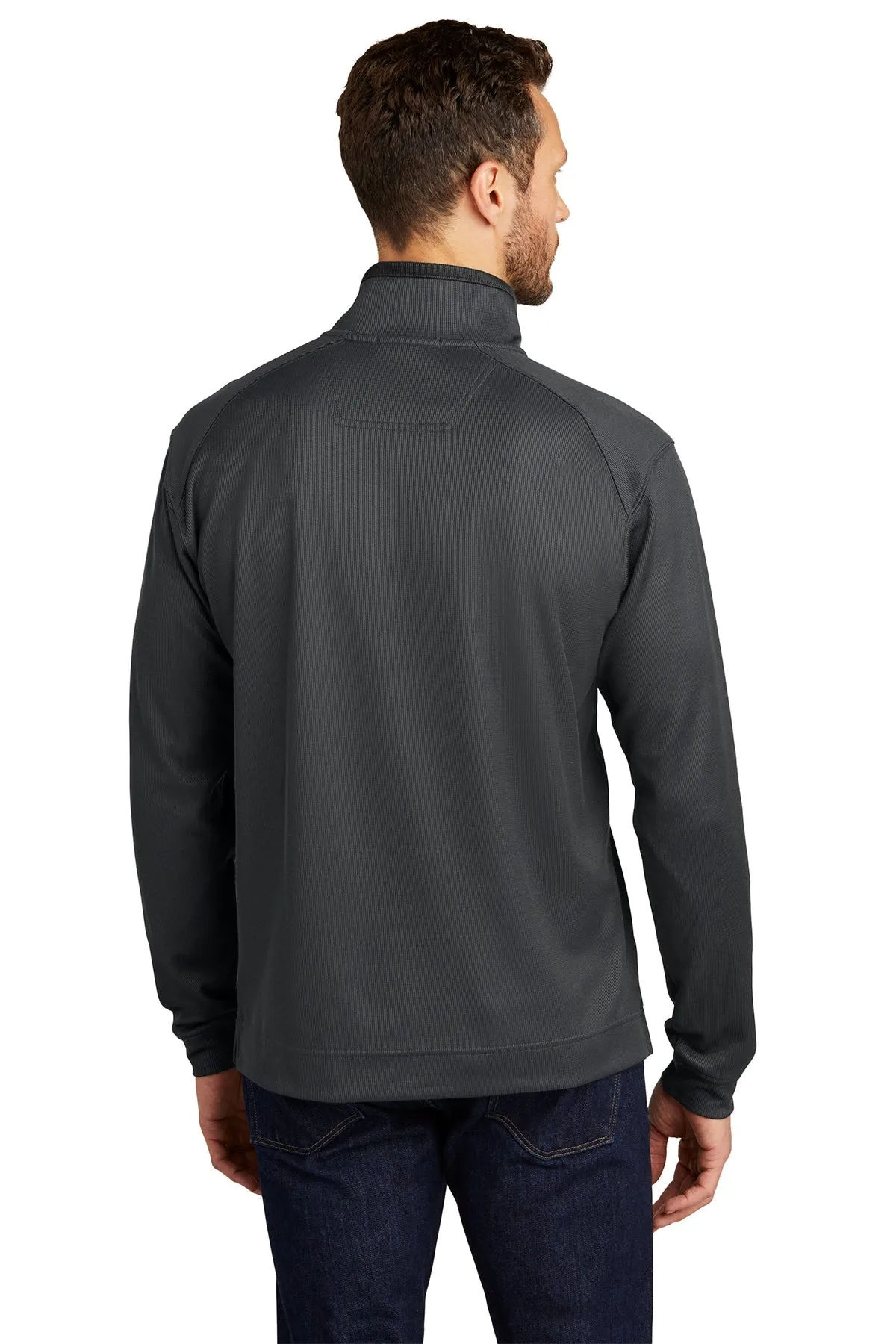 Port Authority Vertical Texture 1/4-Zip Branded Pullovers, Iron Grey/ Black