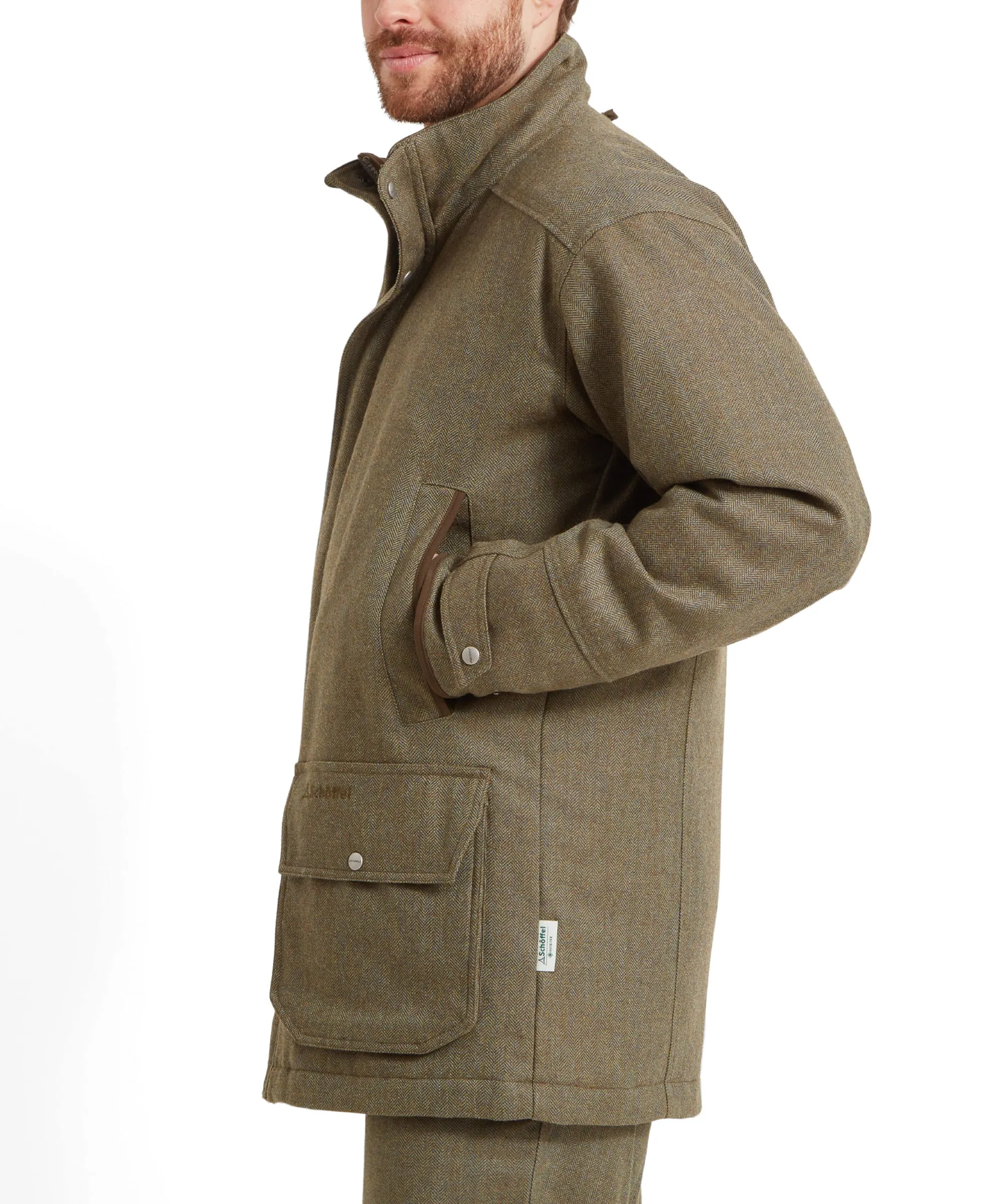 Ptarmigan Tweed Classic Coat - Loden Green Herringbone Tweed