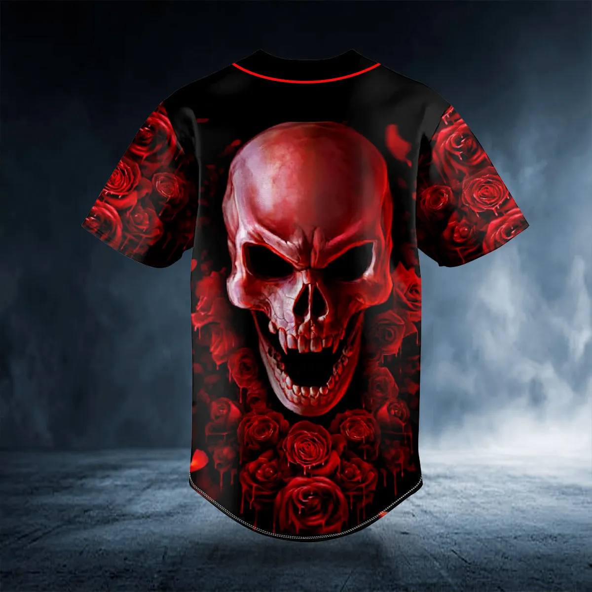 Red Rose Blood Skull Custom Baseball Jersey, Perfect Shirt for Men