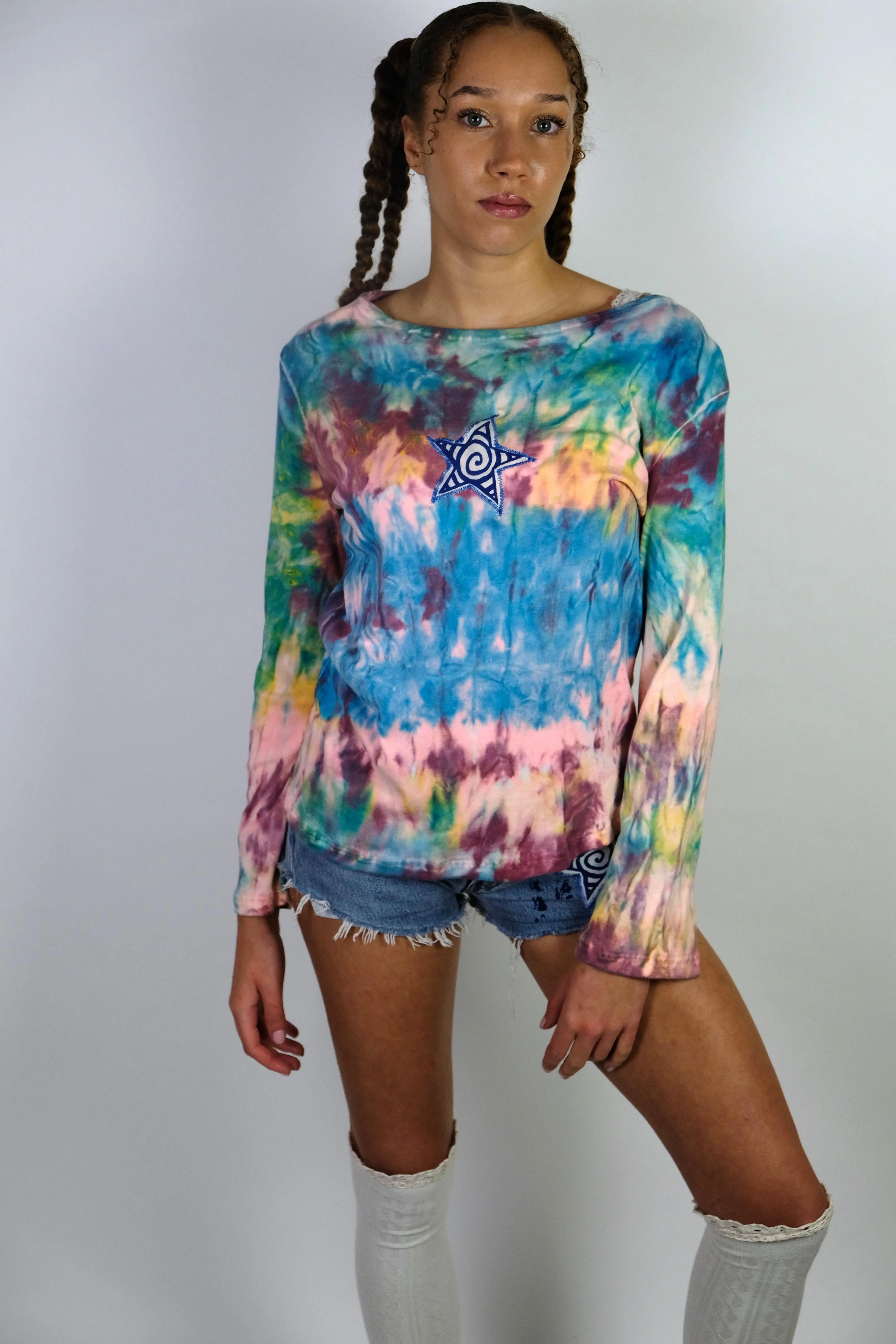 Reworked tie dye star top- 10-12