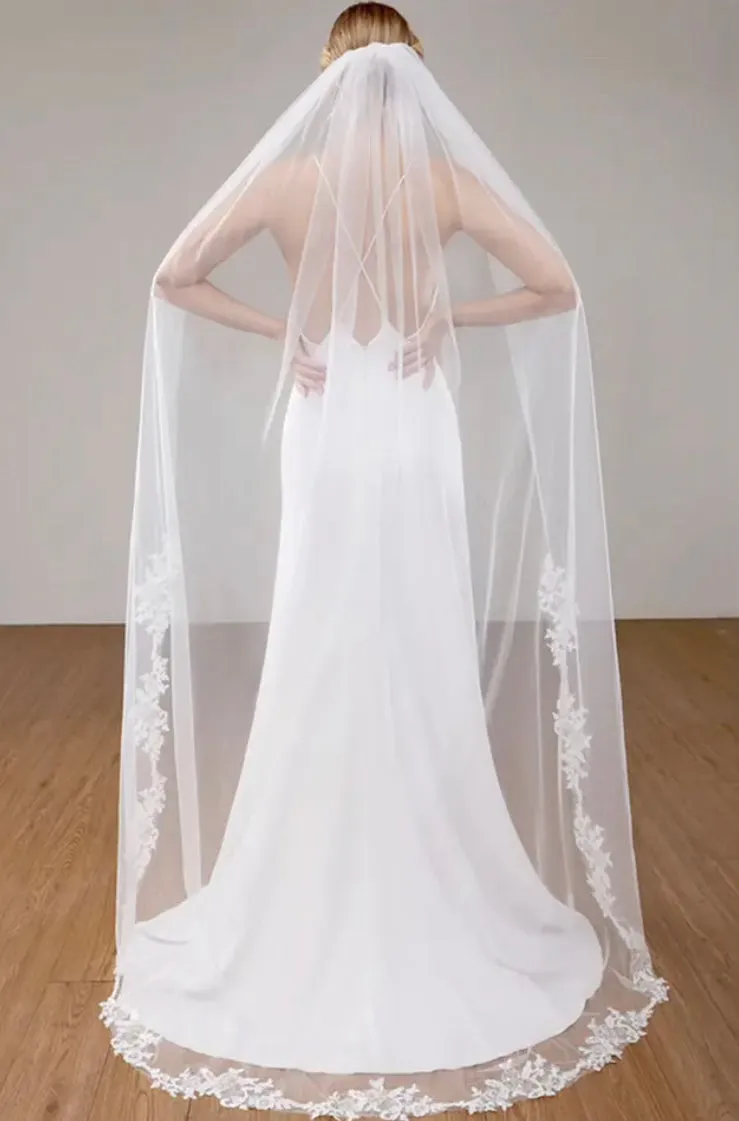 Ruby Rose - soft lace appliqué cathedral veil