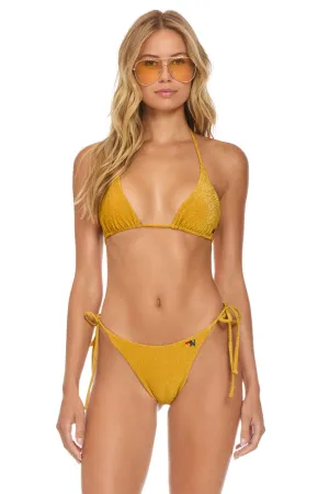 SPARKLE TURKS SIDE TIE CHEEKY BIKINI BOTTOMS - GOLD