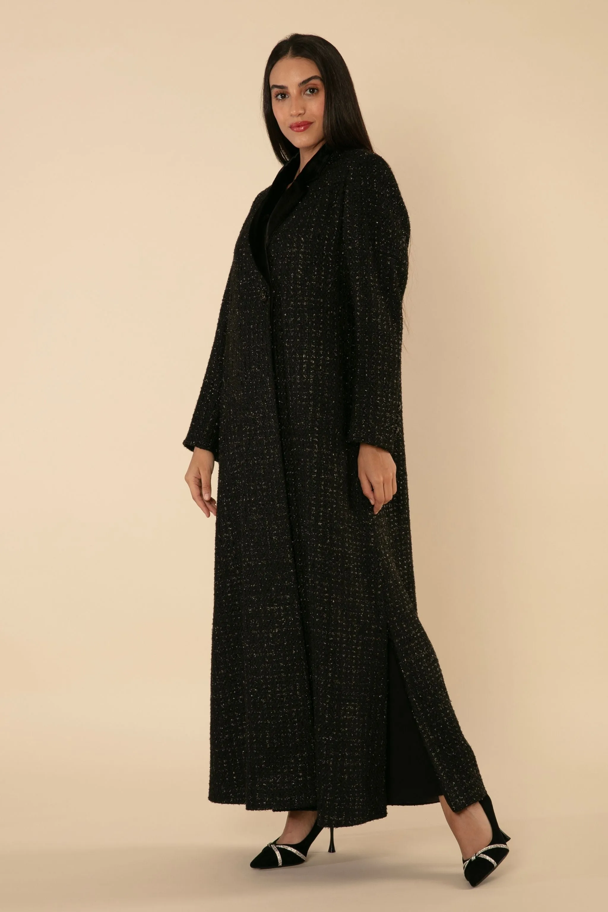 STARDUST WEAVE: BLACK TWEED COAT