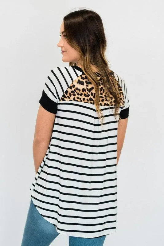 Stripe   Leopard Contrast Top | Clearance