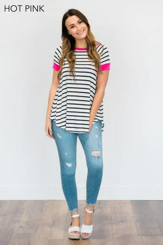 Stripe   Leopard Contrast Top | Clearance