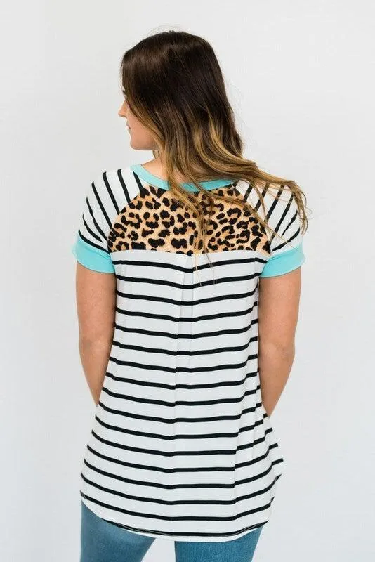 Stripe   Leopard Contrast Top | Clearance