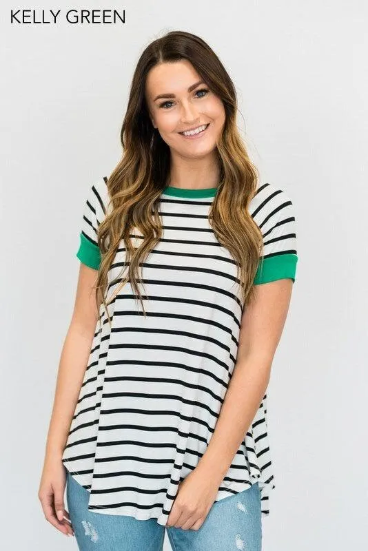 Stripe   Leopard Contrast Top | Clearance