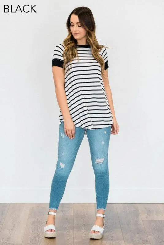 Stripe   Leopard Contrast Top | Clearance