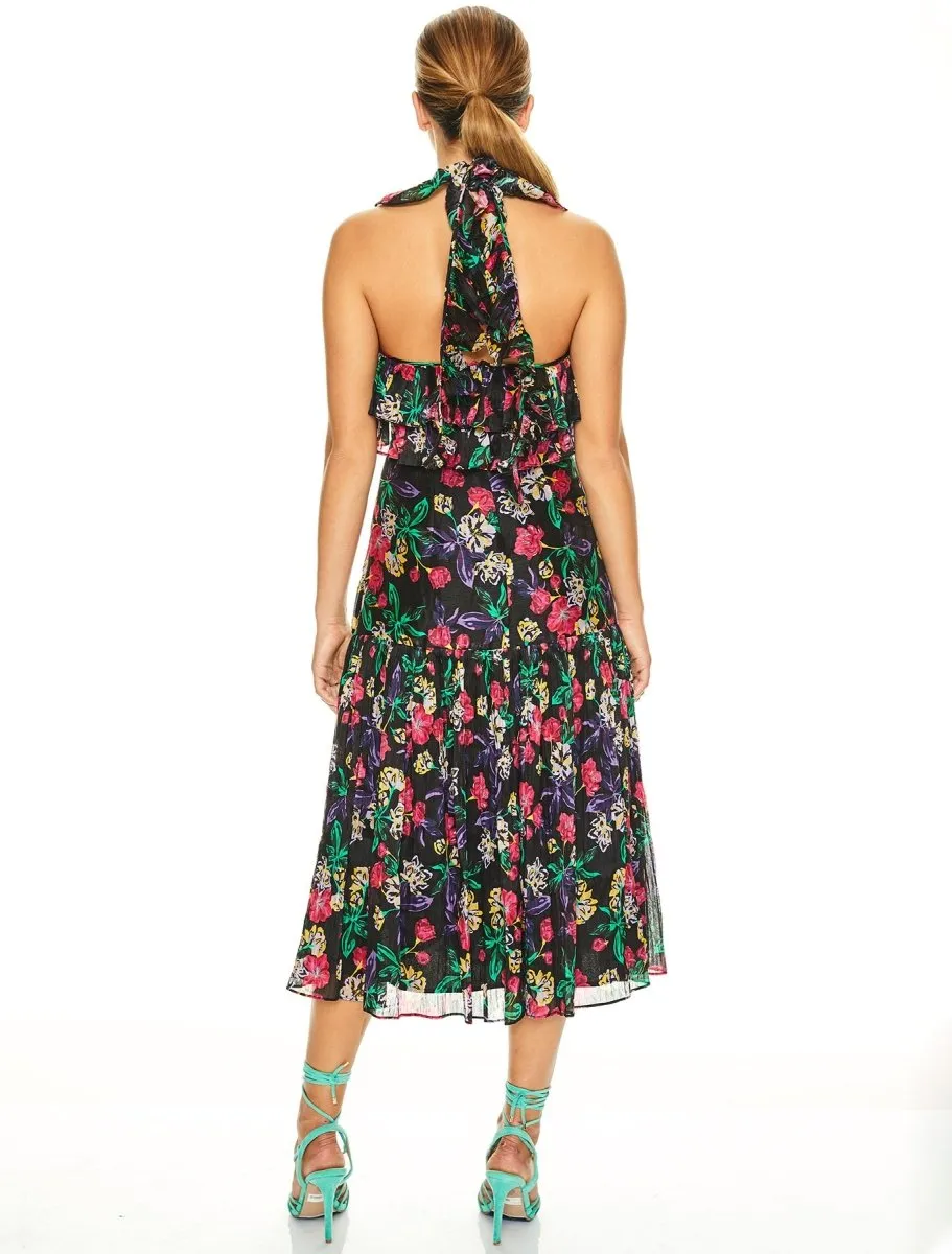 SUNDOWN SALSA MIDI DRESS