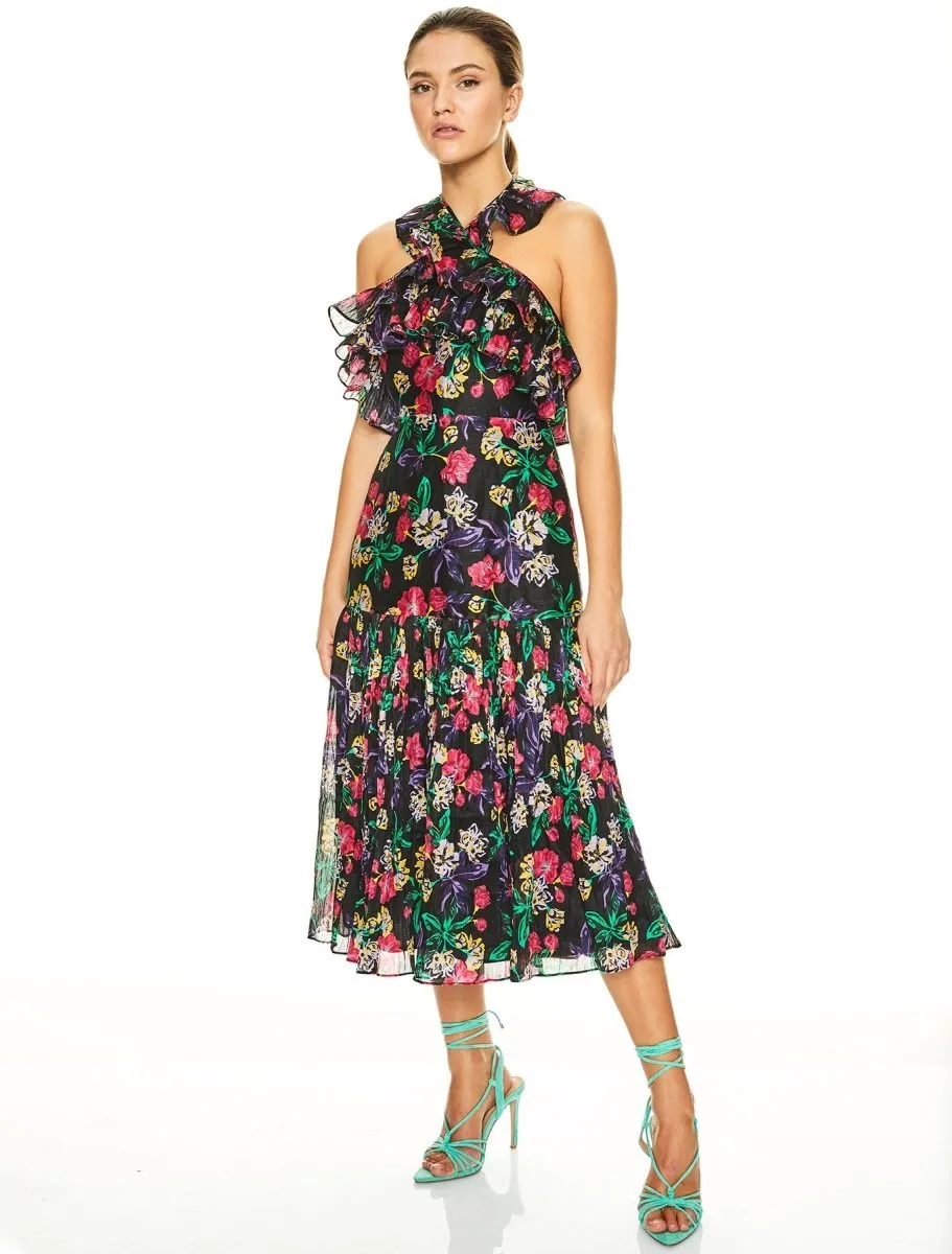 SUNDOWN SALSA MIDI DRESS