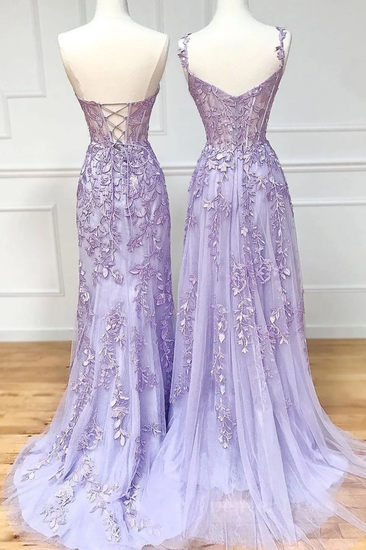 Sweetheart Neck Purple Lace Long Prom Dress Strapless Purple Formal Dress Mermaid Purple Evening Dress