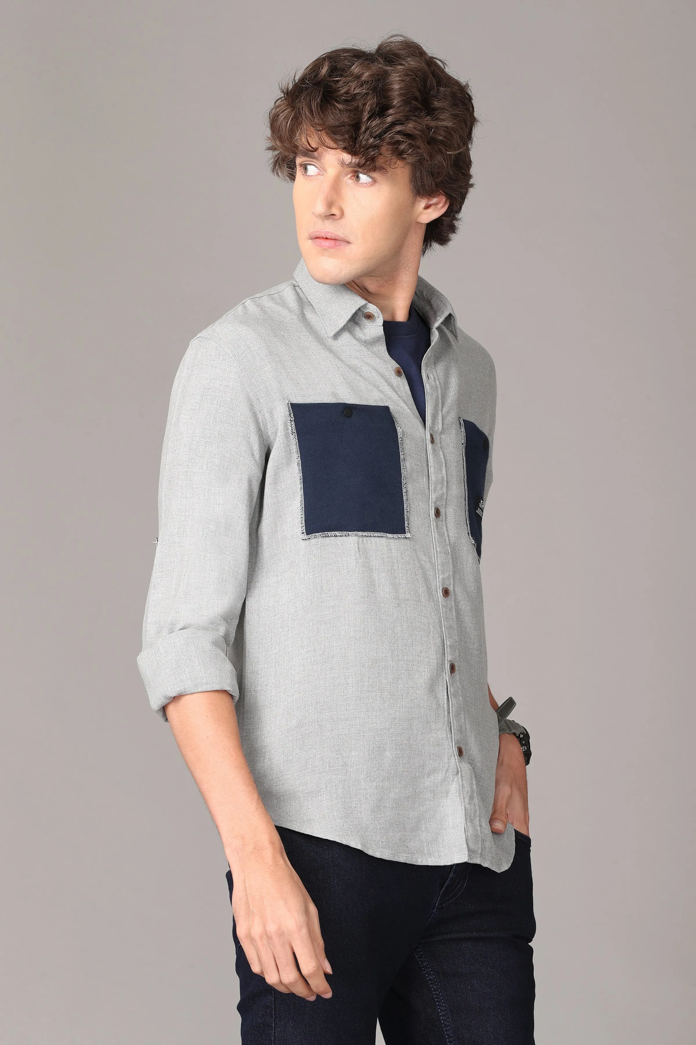 The Classic Ash Grey Full Sleeve Shirt