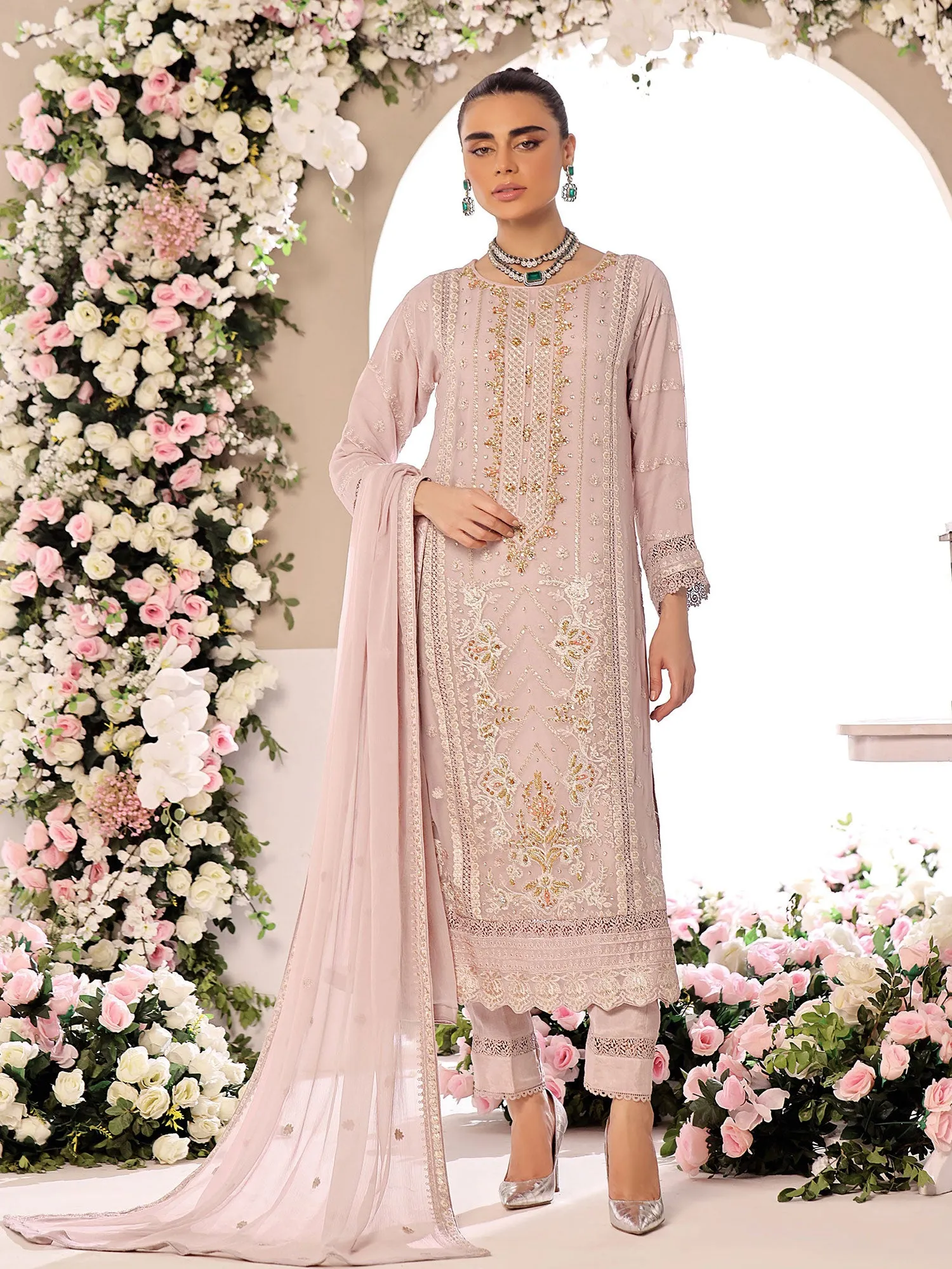 Wardah Uzair "Allure" Luxury Pret Embroidered Chiffon Suit - Cascade