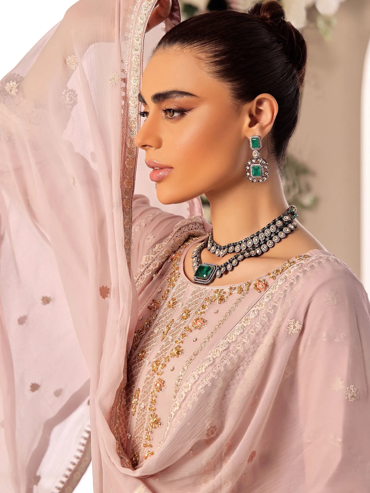 Wardah Uzair "Allure" Luxury Pret Embroidered Chiffon Suit - Cascade