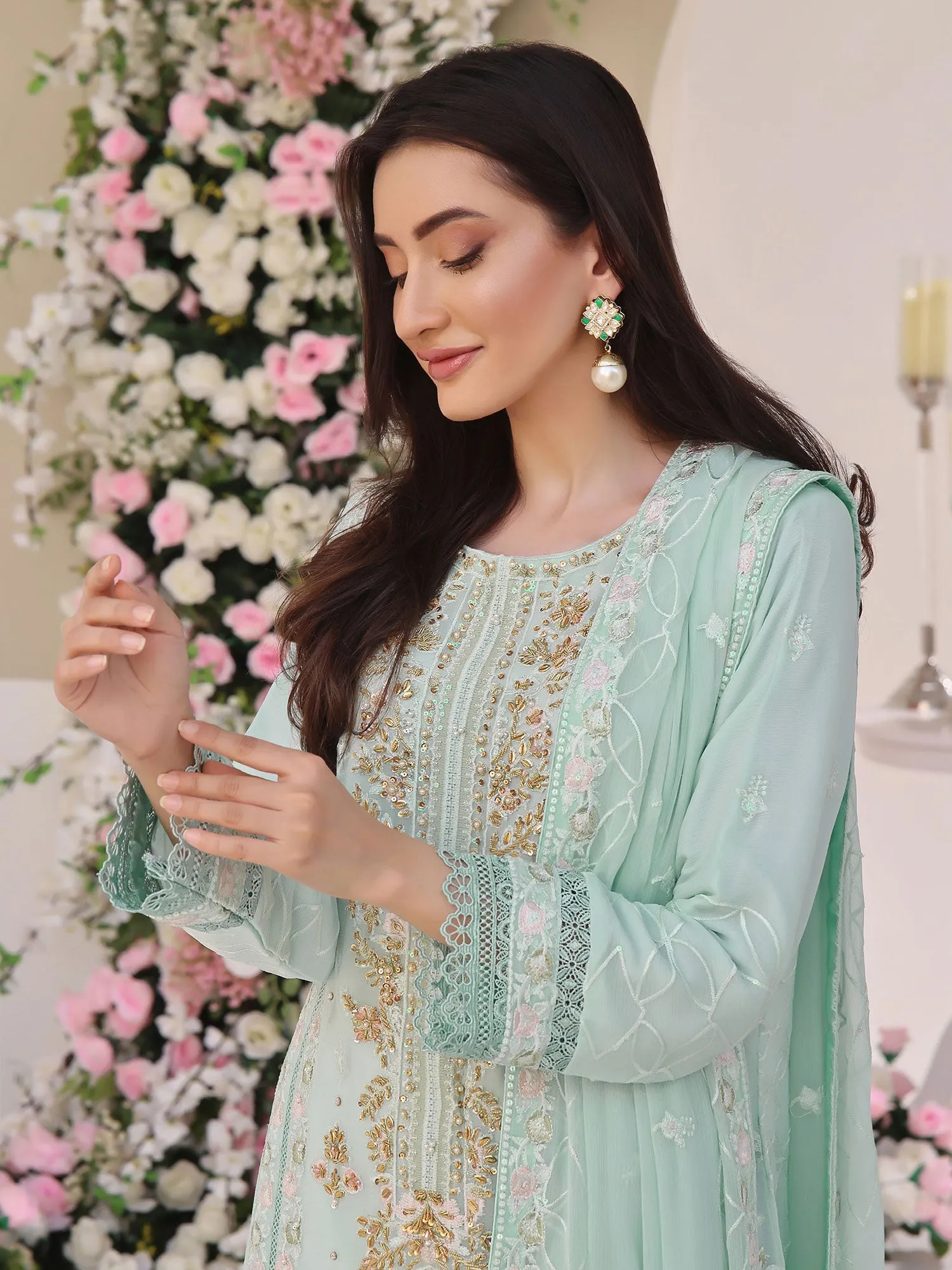 Wardah Uzair "Allure" Luxury Pret Embroidered Chiffon Suit - Opal