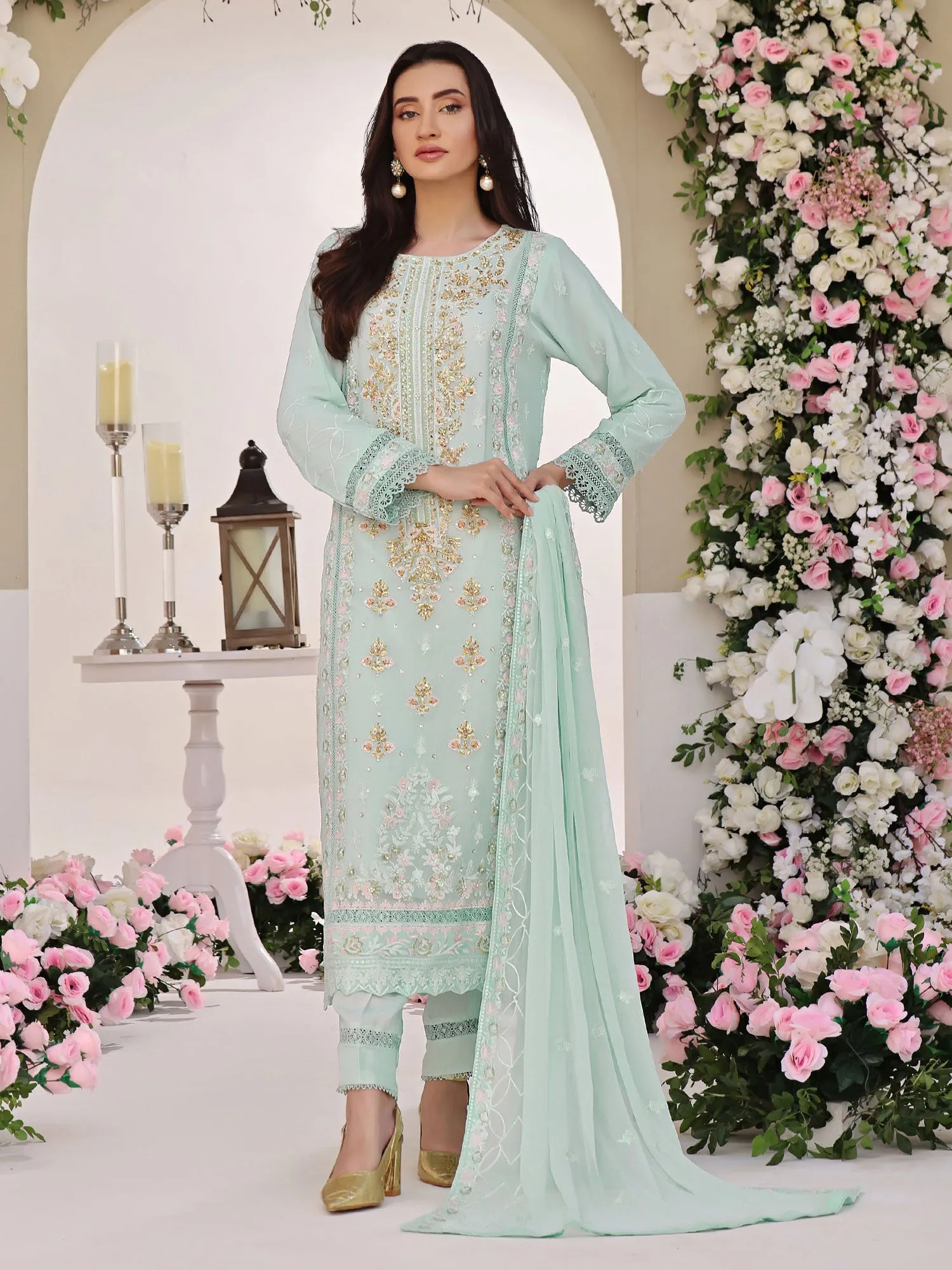 Wardah Uzair "Allure" Luxury Pret Embroidered Chiffon Suit - Opal