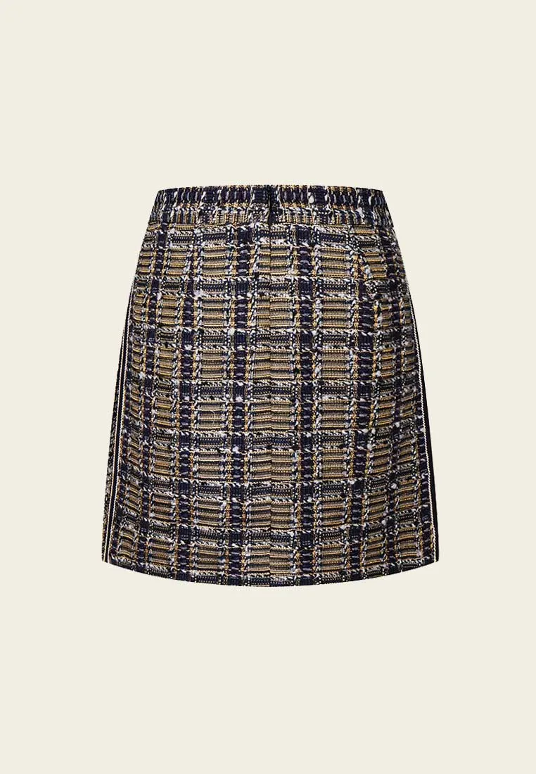 Yellow and Dark Blue Tweed Skort